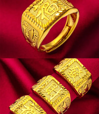 Dragon Contrast Men's Gold Ring