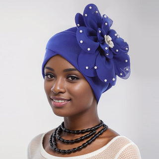 Elegant African Lady Head Wraps Nigeria Party Headwear Wedding Headtie Big Flower Turban Cap for Women