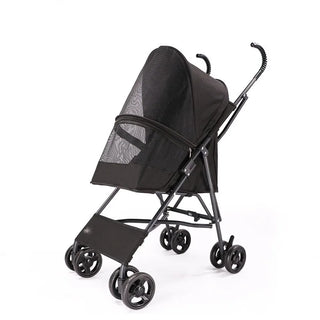 Pet Stroller for Cats/Dogs, Zipperless Entry, Easy Fold with Removable Liner, Safety Tether, Storage Basket + Cup Holder