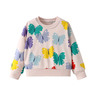 Jumping Meters 2-7T Girls Sweatshirts Rainbow Butterfly Girls Cute Toddler Kids Clothing Autumn Spring Sport Baby Hooded Shirts