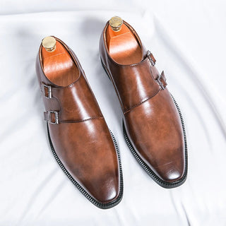 Men Classic Leather Monk Shoes