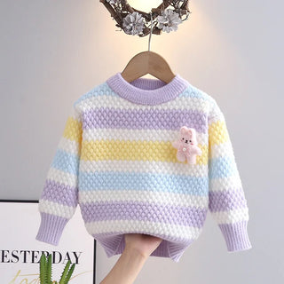 Colorful Toddler Girls Versatile Knitted Sweater