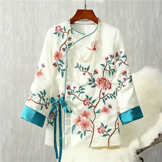 Vintage Oriental Embroidery Fashion Blouse