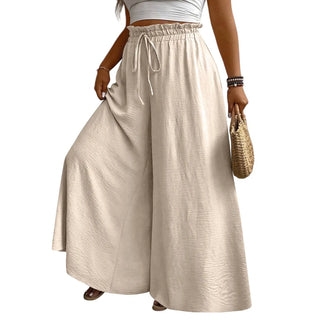 Women Wide Leg Drawstring Trousers
