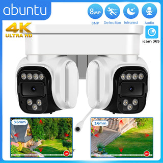8MP 4K Dual PTZ Wifi Camera 10X Digital Zoom Outdoor Surveillance Camera Human Detection 4MP HD CCTV Security Camera iCam365 APP