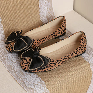 Round Toe Leopard Ballet Flats Shoes