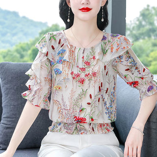 Floral Printed Women Chiffon Blouse
