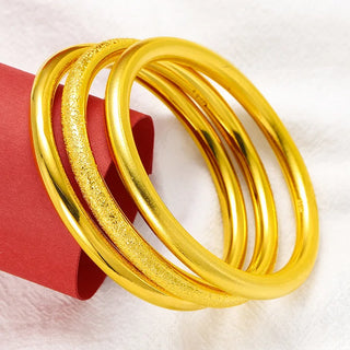 Exquisite 24K Gold Solid Closed Bangle