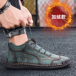 Fashion Men Ankle Boots Handmade Mens Boots Lightweight Mens Designer Boots Outdoor Sneakers Leather Work Boots Plus Size 38-48