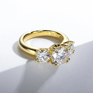 Three Stones 5 Carat Moissanite Ring