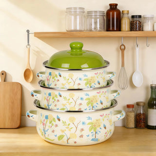 Enamel Vintage Stock Pot Set