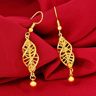 Classic Versatile 9999 24K Real Gold Beaded Earrings Size Earrings with Beaded Rings Earrings Gift for Girlfriend
