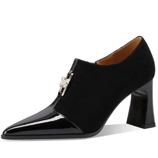 Pointed Side Zipper High Heel Shoes