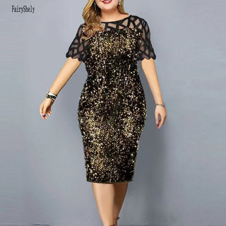 Lady Curvy Shiny Bodycon Party Dress