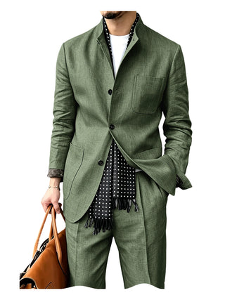 Men's Breathable 2Pcs Linen Business Suit