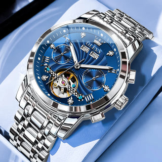 OLEVS Men's Watches 7088 Luxury Trend Fashion Automatic Mechanical Watch for Man Hollow Quartz Movement Complete Calendar Week