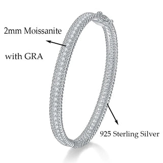 Onnelik All Moissanite Diamond Bangle with GRA 925 Sterling Silver Plate 18K Gold for Women Wedding Party Gifts Fine Jewelry