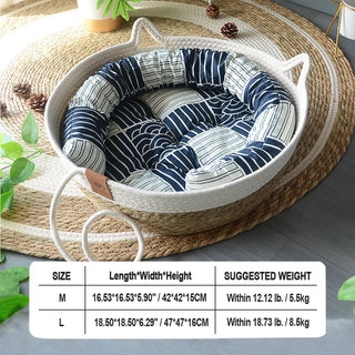 Indoor Straw Plaited Basket Pet Bed