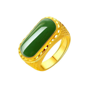 Men's 24K Gold Long Chalcedony Ring