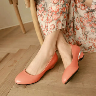 ANOVISHANA Brand Office Ladies Pumps Round Toe Heels 3.5cm Slip On Plus Size 46 47 48 Spring Summer Women Loafers Shoes