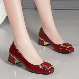 Classic High Quality Square Heel Shoes