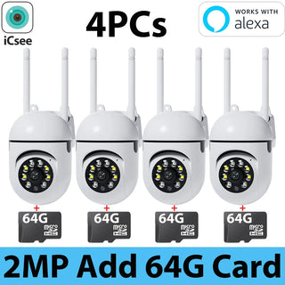 4Pcs 4MP 2K Wifi Camera Mini ICsee Surveillance Camera Human Detection HD Night Vision Two Ways Audio Home Security Protection