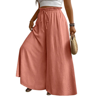 Women Wide Leg Drawstring Trousers