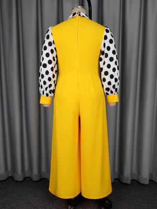 Stylish Polka Dot Long Sleeve Jumpsuit