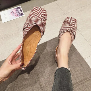 Square Toe Bowknot Flat Loafer Shoes