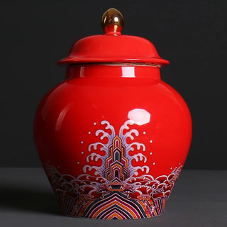 Enamel Colored Ceramic Storage Jar