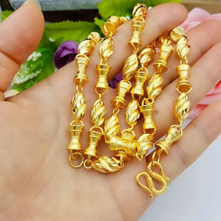 Men's Traditional Crafted 24K Gold Bead Necklace