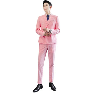 S-6XL Blazer Pants Men's Double-breasted Suit Jacket and Trousers Men's Casual Business Suits Groom's Wedding Dress Party Tuxedo
