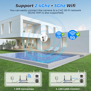 8MP 4K Dual Lens Wifi Surveillance Camera Outdoor HD 5K PTZ IP Camera Auto Tacking Night Vision Security Protection CCTV Camera
