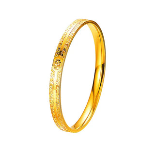 Luxury 24K 9999 Pure Gold real gold Women's High-end Sense Lucky Grass Crushed Ice Bracelet Closed Mouth Straight Ring Bracelet