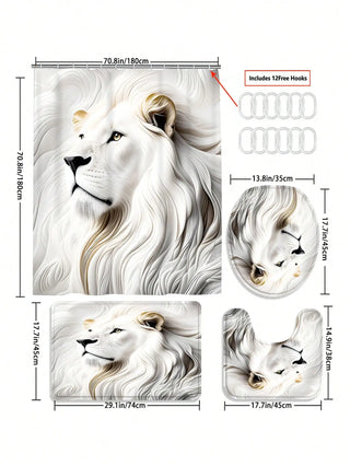 Lion King Pattern Shower Curtain Set