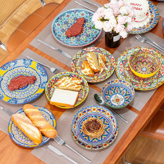 Dinner Plates set of 6, 24 Pieces Dinnerware Sets Microwave and Dishwasher Safe, Scratch Resistant, Bohemian Style Plates and Bo