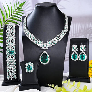 Missvikki Luxury Romantic 4PCS Waterdrop Crystal Jewelry Sets For Women Wedding Party Cubic Zirconia Dubai Bridal Fashion Trendy