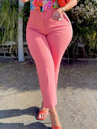 Women Shiny Yellow Capris Pants High Waist Trousers Office Work Lady Ankle Length Pant Bottoms Capris 2024 Spring Summer