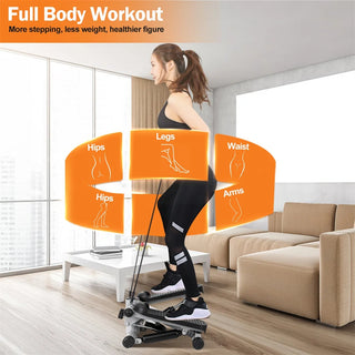 Steppers for Exercise, Mini Stair Stepper with Resistance Bands at Home Workout Equipment with 330.7LBS Loading Capacity