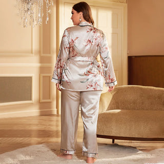 Women Ice Silk Pajamas Set