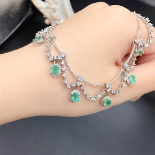 Natural Emerald Gemstone Engagement Necklace