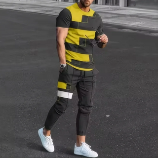 Men's Geometric 3D Printed Sportswear Set