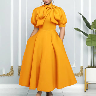 Luxury Bow Collar Elegant Party Dress