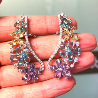 Fashion Small Flower Earring with Cuff