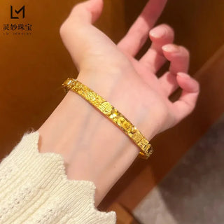 Women's Crushed Ice 24K Gold Blessing Bangle