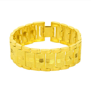 Luxury Pure K Gold Color Men's Bracelet Wide Version Personalized Gold Color Watch Chain Bangle Bracelet Jewelry Jewelry