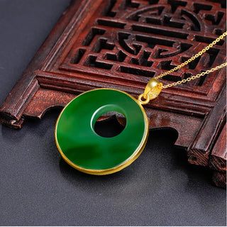 Bauhinia Jade Peace Buckle Pendant Women 24K Gold, AU999 - AU999 Highlights Jade, Lively Bauhinia, Versatile Peace Buckle