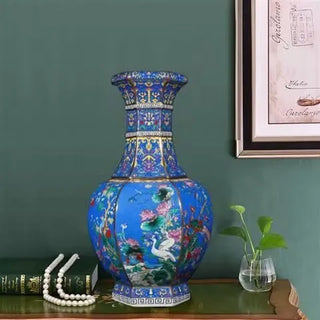 Ancient Enamel Flower Bird Ceramic Vase