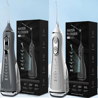 Portable Dental Oral Irrigator Water Flosser USB Rechargeable 4 Nozzles Water Jet 300ml Water Tank Waterproof IPX7 5 Modes