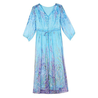 Floral Ruffled Silk Midi Elegant Party Dress - Epictzar Intl.